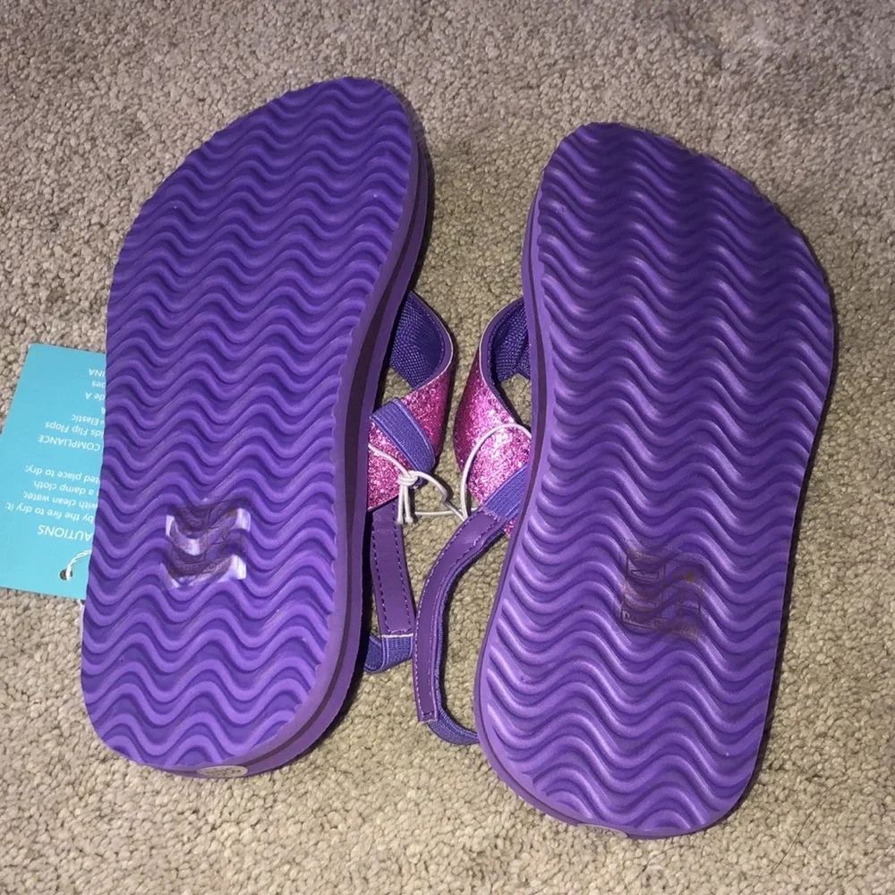 Warelves Flip Flops 32/33 little kids size 13‎ 14 Fish Scale Mermaid Purple NWT